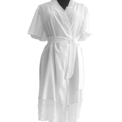 MAKE White Tencel Robe With Lacy Hem
