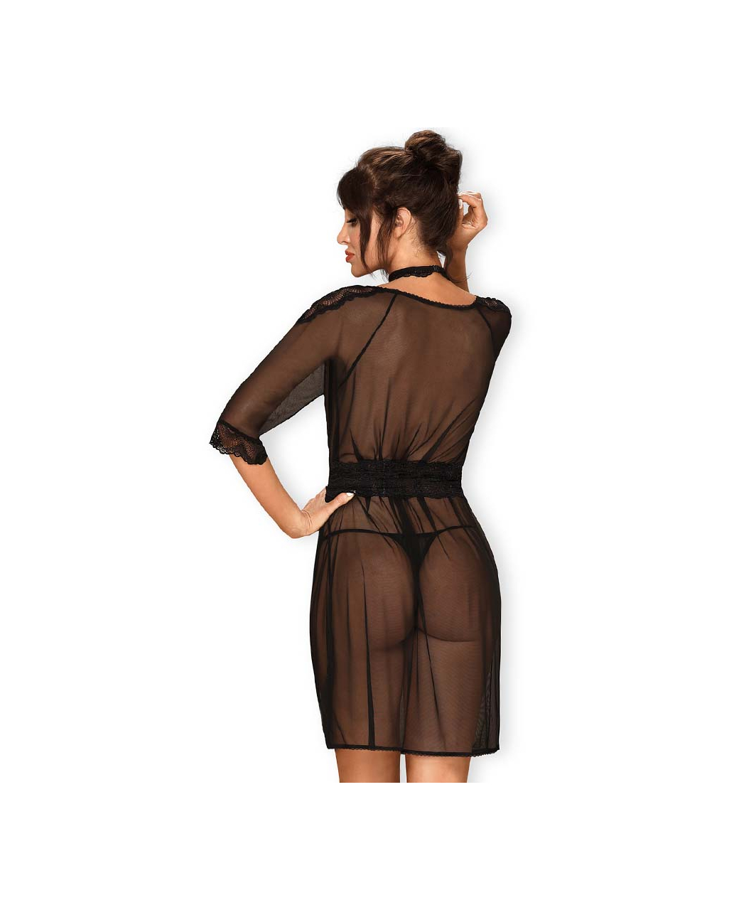 Obsessive Lucita Black Peignoir & Lace Choker - Image 2