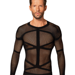 Obsessive Black Net Tight Shirt With Sleeves