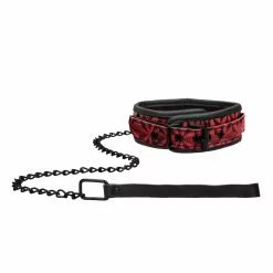 Ouch! Burgundy Collar With Leash