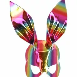 Rainbow Pride Gleaming Vinyl Bunny Mask