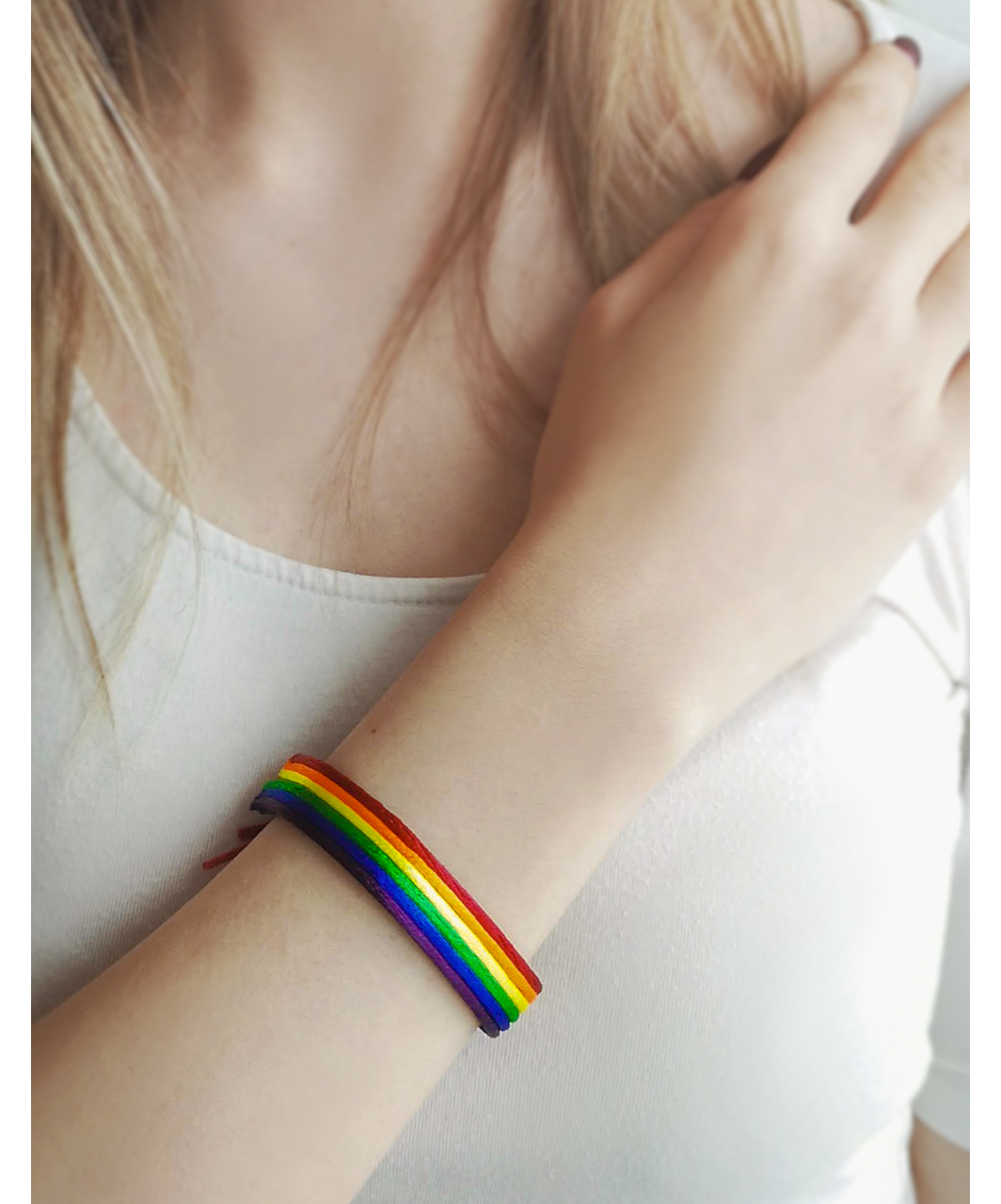 Rainbow Pride Leatherette Bracelet - Image 2