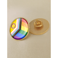 Rainbow Pride LGBT Progress Flag Gloss Enamel Round Lapel Pin