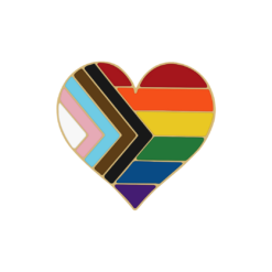 Rainbow Pride Progress Flag Enamel Lapel Pin Heart