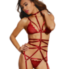 Dreamgirl Red Strappy Suspender Playsuit & String