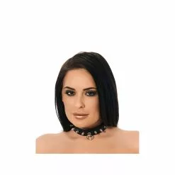 Let's Play Black Leather Collar With Studs