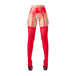 NO:XQSE Red Matte Look Garter Belt With Stockings
