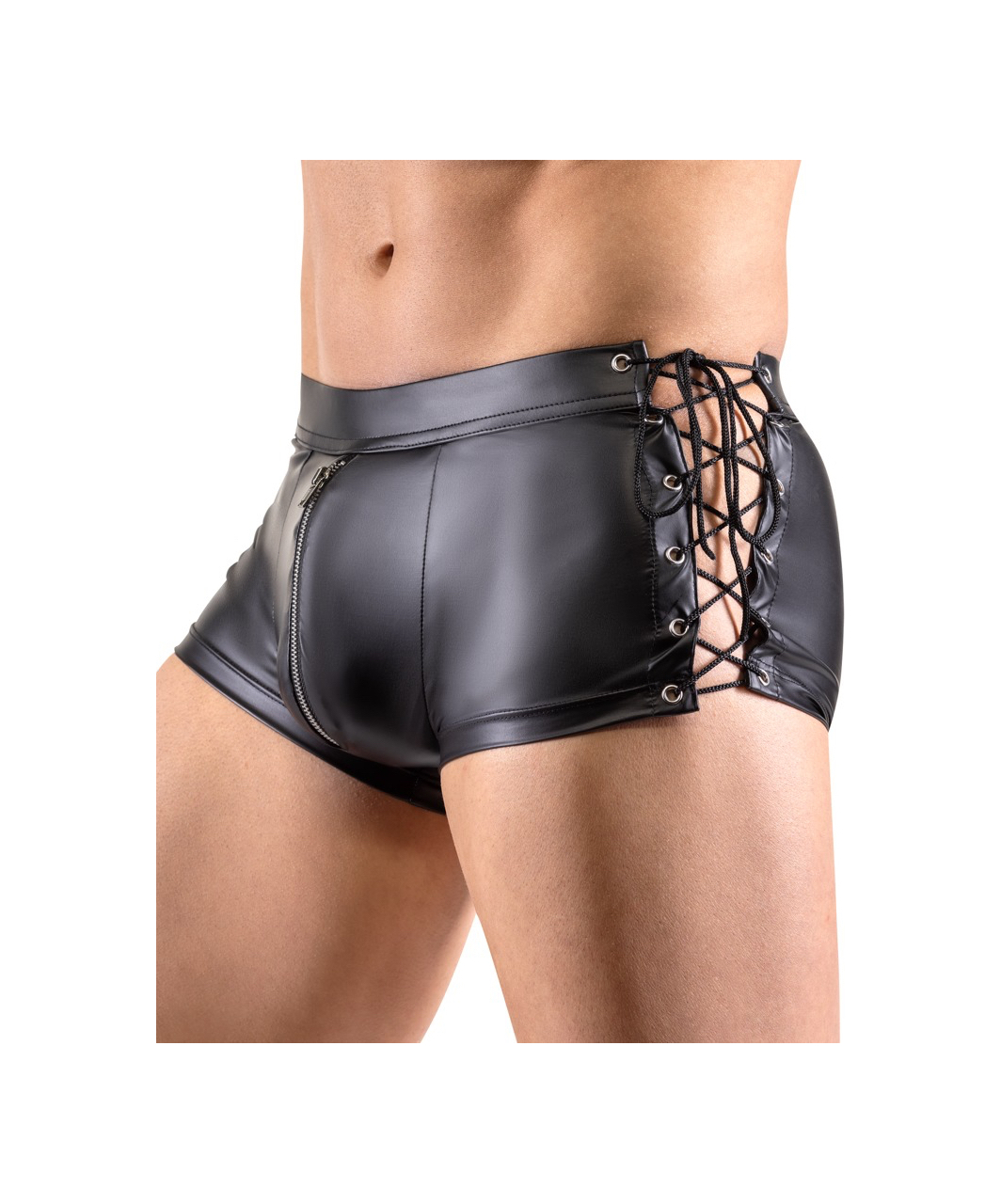 Svenjoyment Black Matte Look Trunks With Side Lacing