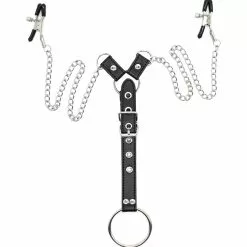 Temptation Unboxed Chained Nipple Clamps With Cock Ring